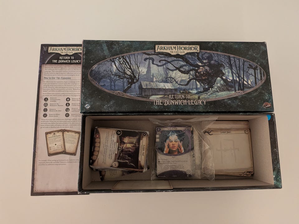 arkham horror card game return to dunwich legacy The The Investigator Expansion | Horror Game | Mystery Game | Ages 14+ | 1-2 Players | Avg. Playtime 1-2 Hours **DOES NOT** fit in the original Marvel Champions box Return to the Dunwich Legacy