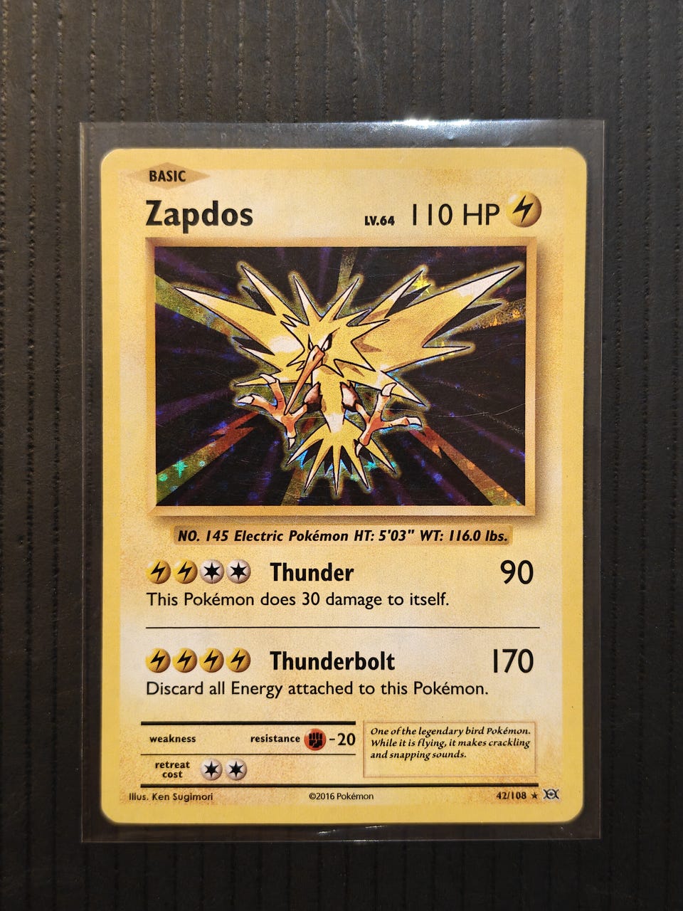 2016 zapdos pokemon card holo #040 First Edition Japanese 20th Anniversary Placeholder Image Provided Zapdos Holo 42/108 (XY Evolutions