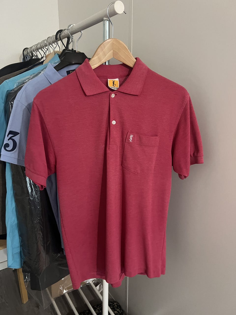 Saint Laurent, Yves Saint Laurent vintage pikee, vadelmanpunainen, koko L