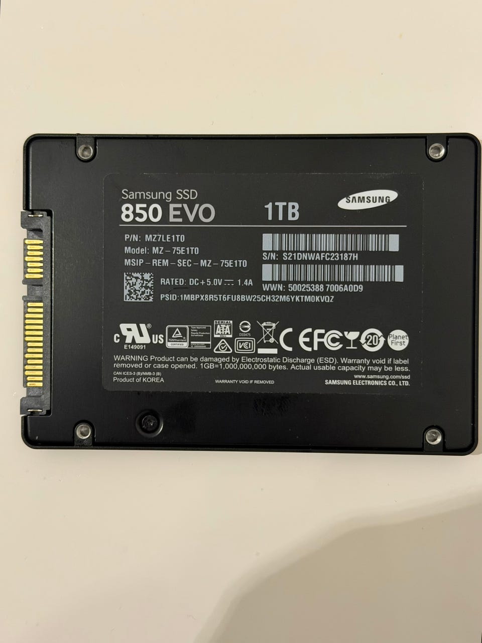 Samsung 850 EVO SSD 1TB 2,5