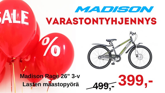 UUSI Madison Rage 26" 3-v nuorten maastopyörä / ilmaisella toimituksella