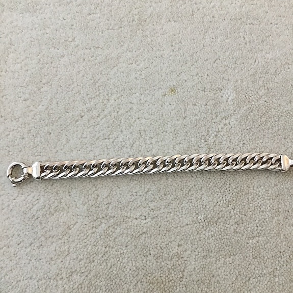 Hopeinen näyttävä panssariranneketju, pituus 20,5 cm