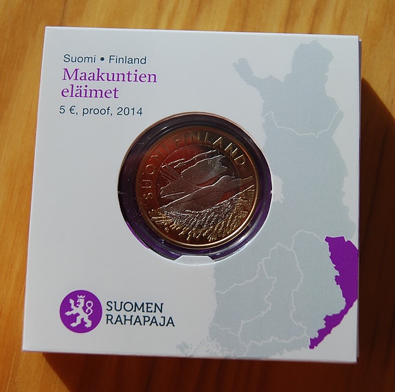 Suomi 2014 5 € Maakuntien eläimet Karjala, Käki, PROOF