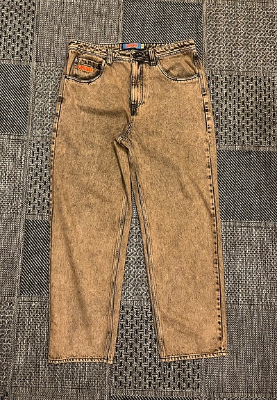 EMPYRE mens 34/32 loose skater jeans 100%cotton toffee brown