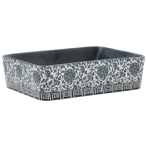 vidaXL Pesuallas tasolle musta suorakaide 46x35,5x13 cm keraaminen(sku155071