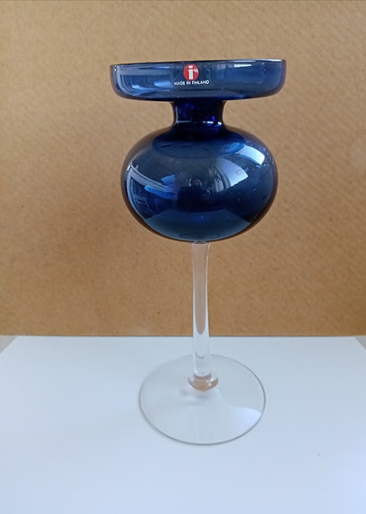 Kynttilänjalka Iittala Erkki Vesanto vintage sininen, nouto Vaasa