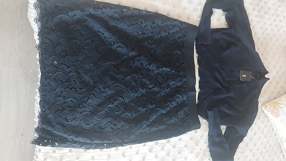 Upea sininen naisten pitsihame sekä uusi bolero L koolle