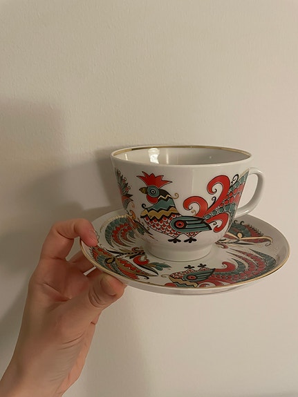Lomonosov teekuppi ja aluslautanen