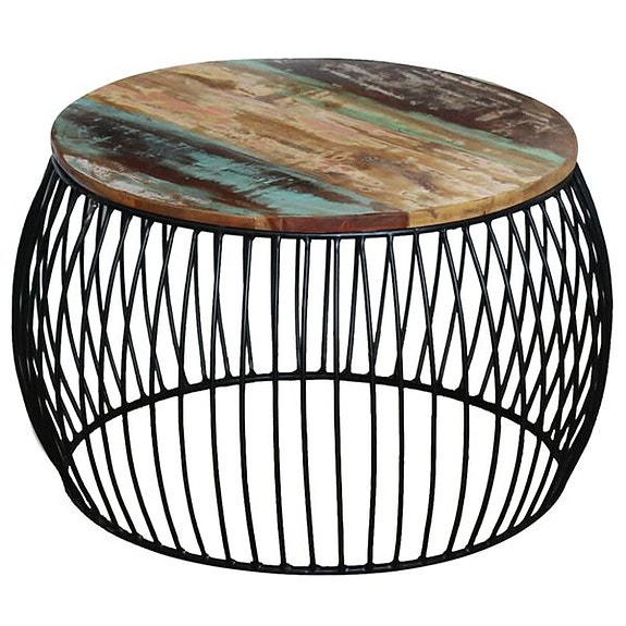 vidaXL Sohvapöytä pyöreä Uusiokäytetty puu 68x37 cm(sku243300