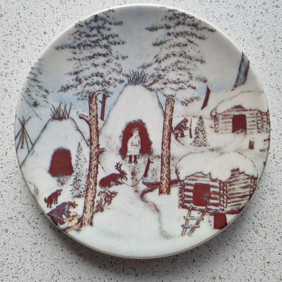 Arabia Talvella koristeellinen seinälautanen 1981