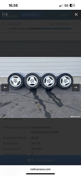 Saab 9-5 alkuperäiset vanteet ja renkaat