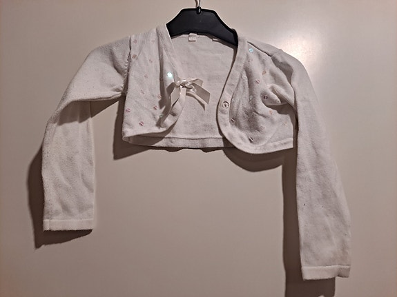 Lasten bolero neuletakki valkoinen koko 98 tytöille