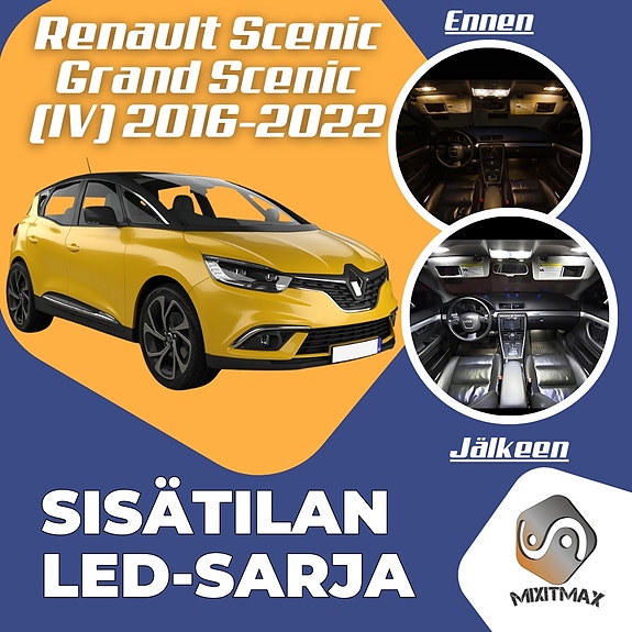 Renault Scenic / Grand Scenic Sisätilan LED -muutossarja – 14 kpl – Plug & Play