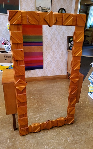 Iso seinäpeili 1970-luku mäntyä 70x125cm