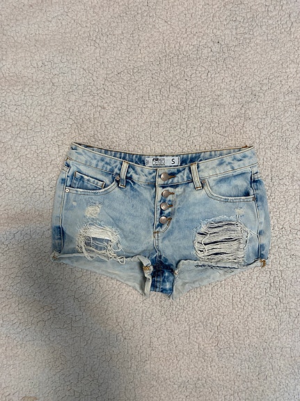 Farkkushortsit, denim, vaalea farkku, S, hyvä