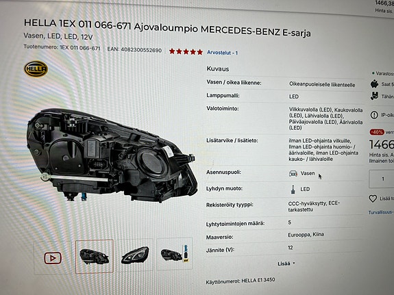 Ajovaloumpio Mercedes-Benz E-sarja