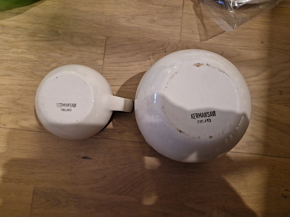 Kermansavi salaattikulho ja maito kaadin