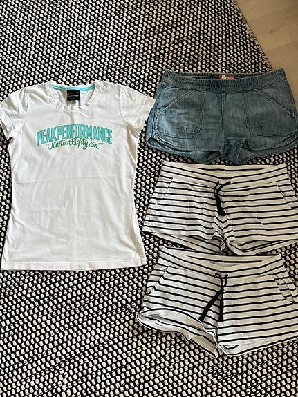 Peak performance t-paita ja 3 H&M shortsit