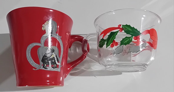 Punainen keraaminen muki lasi Arcoroc France retro
