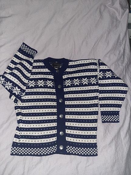 Unisex sini-valkoinen norjalainen villatakki