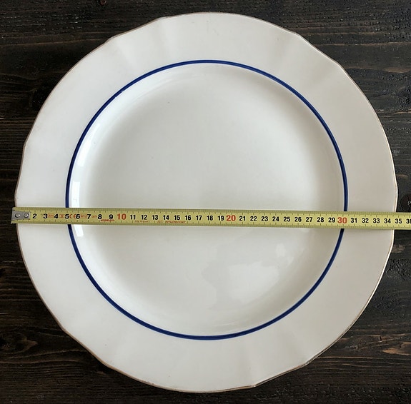 Arabia tarjoilulautanen 35cm, sininen raita