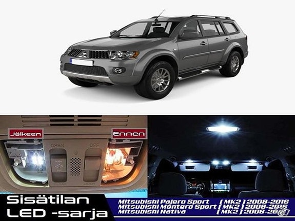 Mitsubishi Pajero Sport (MK2) Sisätilan LED -muutossarja – 13 kpl – Plug & Play