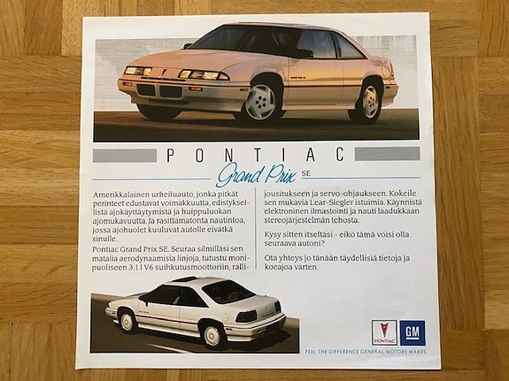 Esite Pontiac Grand Prix SE vuodelta 1989