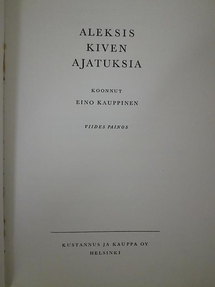 Aleksis Kiven Ajatuksia 1955