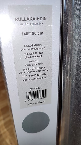 Pimentävä rullaverho 140cm leveä