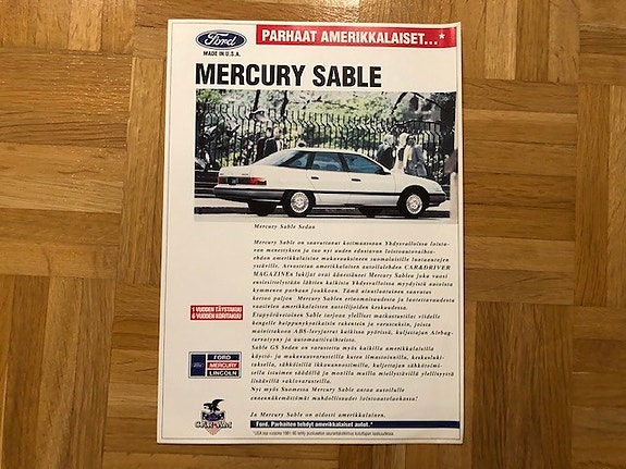 Esite Mercury Sable noin 1992-1993