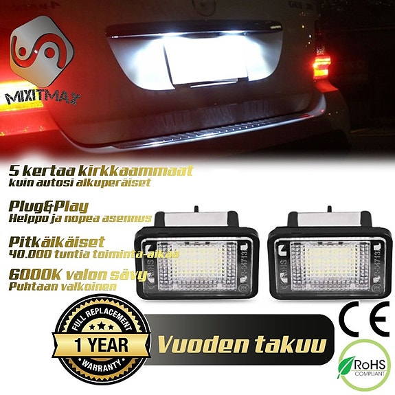 MB GLK LED rekisterikilven valot 6000K IP67 (2kpl)