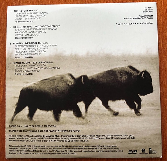 U2 The Best Of 1990-2000 PROMO DVD/Helsinki