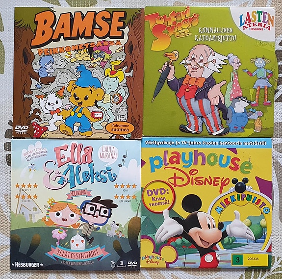 3 kpl LASTEN DVD:eitä Bamse, Ella ja Aleksi jne