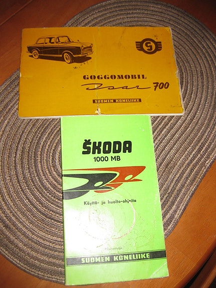 Auton käyttöohjekirjoja Skoda ja Goggomobil
