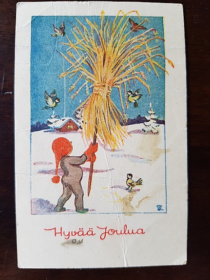 Vanha joulukortti 40-luku