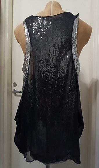 Jimmy Choo/H&M 40/paljetti/silkki toppi juhlavaate/bile