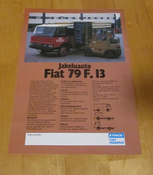 Fiat (Iveco) 79F.13 jakeluauton myyntiesite 1-siv