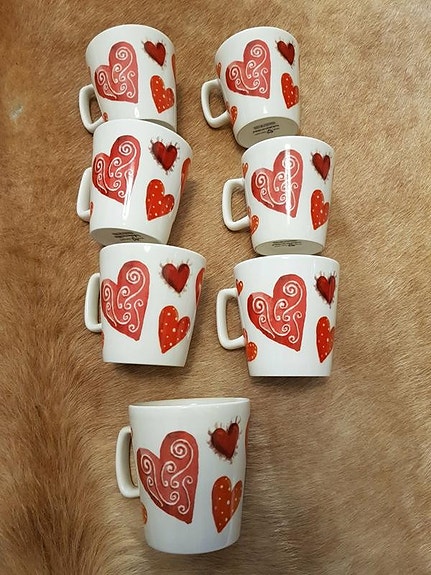 Kultakeramiikka 6kp Katja Saario "Sydän" 2,5dl mukit