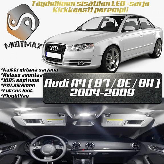 Audi A4 (B7) Sisätilan LED -muutossarja – 27 kpl – Plug & Play