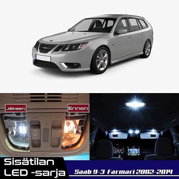 Saab 9-3 Wagon (MK2) Sisätilan LED -muutossarja – 21 kpl – Plug & Play