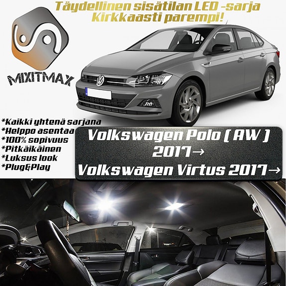 Volkswagen Polo (MK6) Sisätilan LED -muutossarja – 8 kpl – Plug & Play