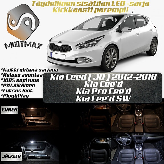 Kia Ceed (JD) Sisätilan LED -muutossarja – 11 kpl – Plug & Play