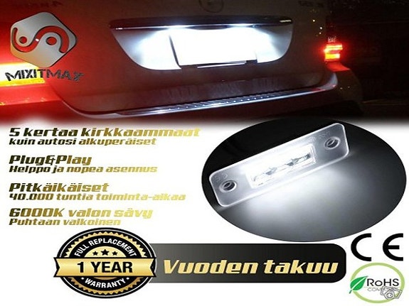 AUDI A3/A4/A8 LED rekisterikilven valot 6000K IP67 (2kpl)