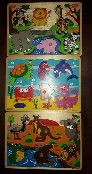 Kids Wood puupalapelit eläimiä 3 erilaista