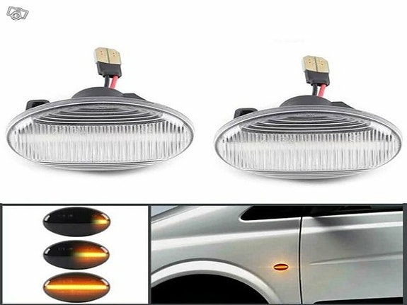 Mercedes A / Vito LED sivuvilkut ; Aaltoefekti ; Tumma/Kirkas (2kpl sarja)