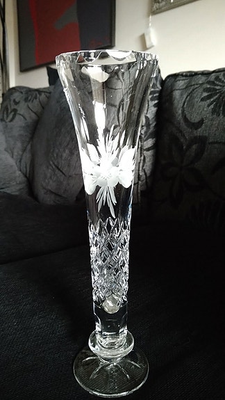 Vintage/ Vanha korkea kristallimaljakko