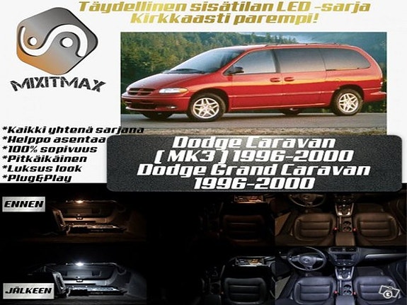Dodge Caravan (MK3) Sisätilan LED -muutossarja – 17 kpl – Plug & Play
