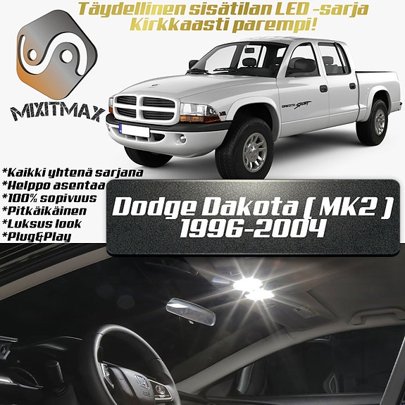 Dodge Dakota (MK2) Sisätilan LED -muutossarja – 10 kpl – Plug & Play