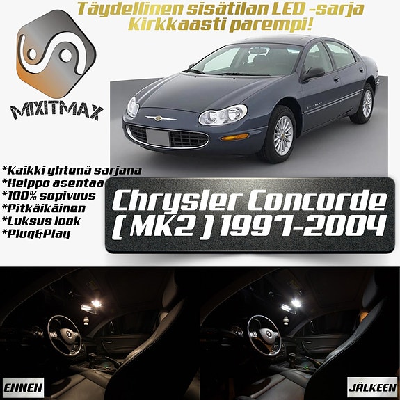 Chrysler Concorde (MK2) Sisätilan LED -muutossarja – 11 kpl – Plug & Play