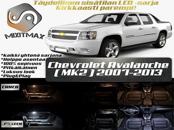 Chevrolet Avalanche (MK2) Sisätilan LED -muutossarja – 12 kpl – Plug & Play
